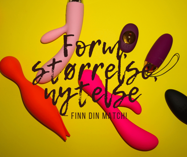 Ulike typer dildoer og vibrerende sexleketøy i forskjellige former og farger, illustrerende variasjonen i størrelse, form og materiale.