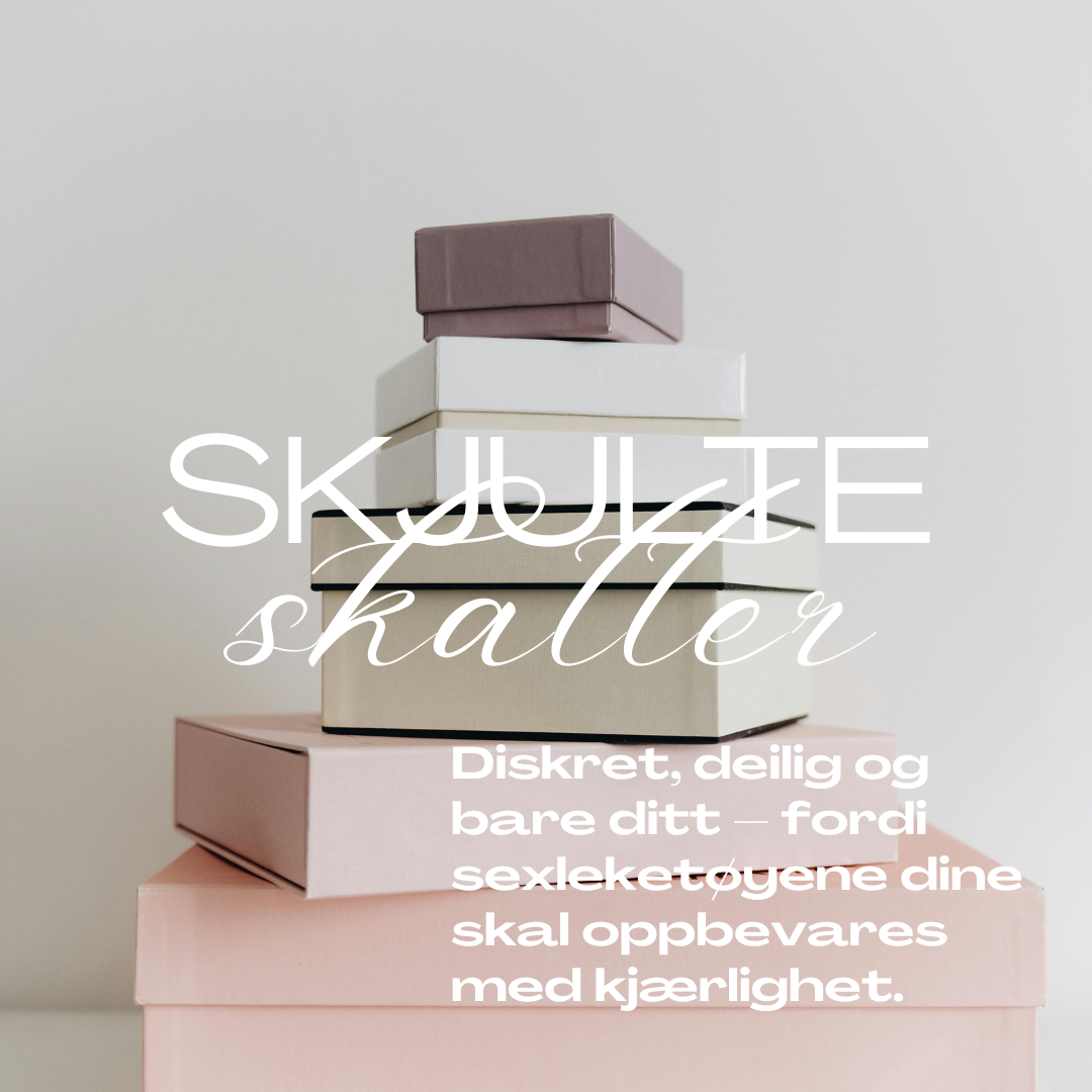 Stilrene oppbevaringsbokser stablet på hverandre – perfekt for diskret lagring av sexleketøy hjemme eller på reise.