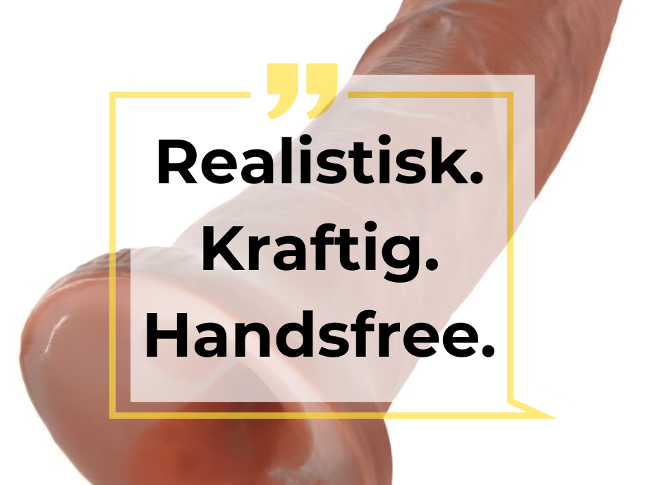 Naturtro dildo med sugekopp vendt mot kamera – viser realistiske detaljer, struktur og feste for handsfree bruk
